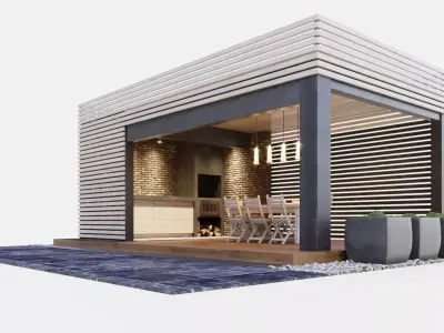 Gazebo with kitchen 3D model
