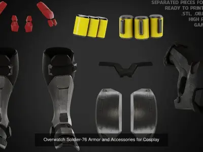 Overwatch Soldier 76 Full Armor and Rifle 3D Model Pack