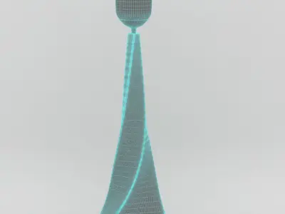 torchiere 4 metal lamp with glass top 3D model