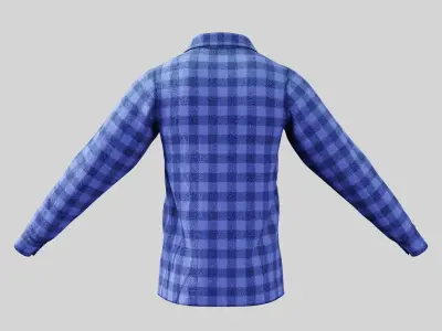 Male Shirt 01 Light Blue  Fannel Checkered Low-poly 3D model