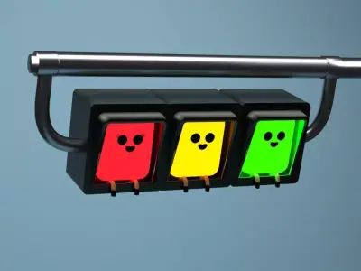 Cute traffic lights Free low-poly 3D model