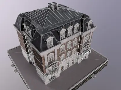 City Street House bilding Low-poly 3D model