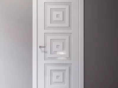 Interior door with white glass inserts 3D model