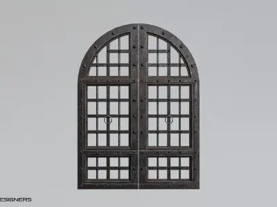 Rusted Medieval Iron Gate Low-poly 3D model