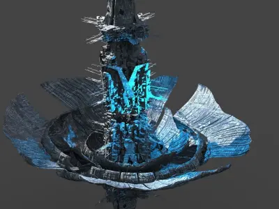 Aster Flower sci fi station exterior Low-poly 3D model