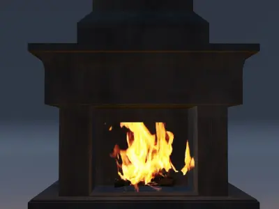 medieval fireplace lowpoly Low-poly 3D model