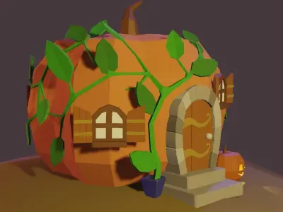Pumpkin Cottage Low-poly 3D model
