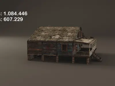 The Blue House Low-poly 3D model