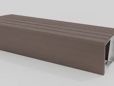 Outdoor Wooden Bench 6 Low-poly 3D model