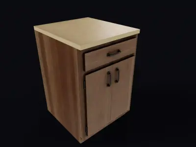 Kitchen Counter 80s Low-poly 3D model