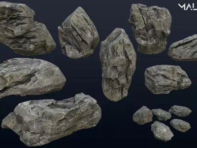 Rock Pack 4K PBR Game Ready  Low-poly 3D model