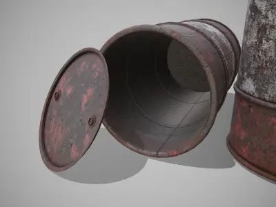 Barrels red rusty Low-poly 3D model
