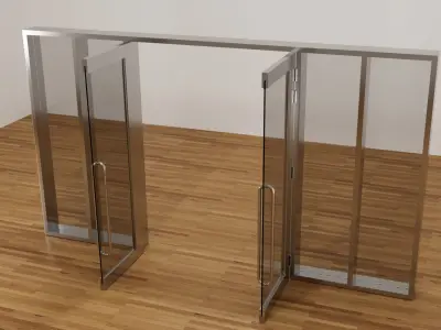 Stainless steel door and frame 3D model