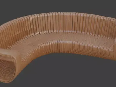 Wooden Park Bench 3D model