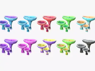 10 Fantasy Mushroom J Collection - Scene Backdrop Design 3D Model Pack