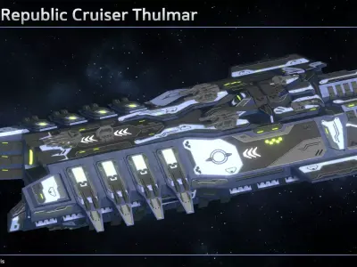 Spaceship Enkar Republic Cruiser Thulmar Low-poly 3D model