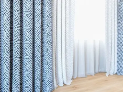 Curtains 29 Curtains with Tulle 3D model