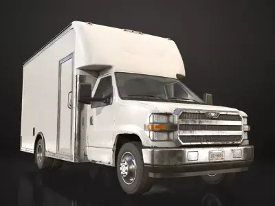 Medium Duty Truck V1 - Box Van Low-poly 3D model