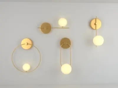Wall lamps of various shapes  Free low-poly 3D model