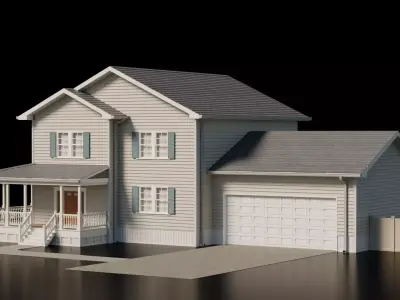 American Cottage House 10 Low-poly 3D model