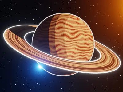 Stylized Procedural Cartoon Planet Set - 3D Space Props 3D model