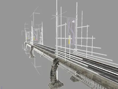 Hi tech bridge Low-poly 3D model