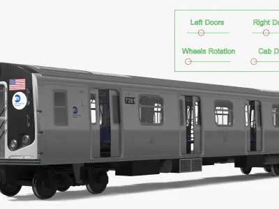  MTA Subway Rolling Stock R160 Two Car Formation Silver Rigged 