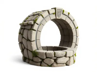 Stone Well D Model Pack with PBR Textures Low-poly 3D model