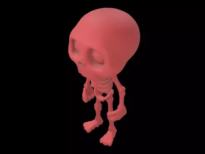 Cartoon Skull Character v1 005 Low-poly 3D model