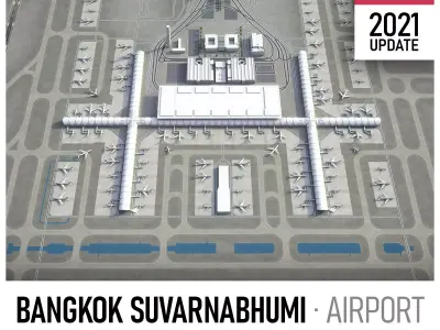 Bangkok Suvarnabhumi Airport Low-poly 3D model