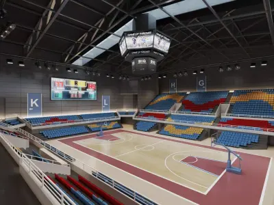 Indoor Basketball Arena 3D Model Low-poly 3D model