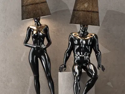Hommer human lampshade Floor lamp Collection Pose07 3D model