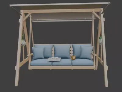 Outdoor Swing with Cushions 3D model