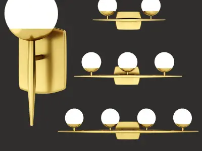 LINEAR GLOBE BATH LIGHT gold vs chrome 3D model