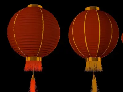 Chinese red lanterns 3D model