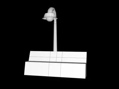Lampposts and benches Low-poly 3D model