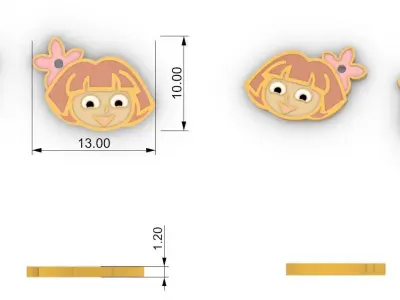 Dora The Explorer Enamel Stud 3D print model