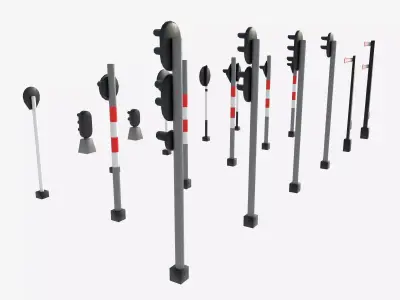 railway signals Low-poly 3D model