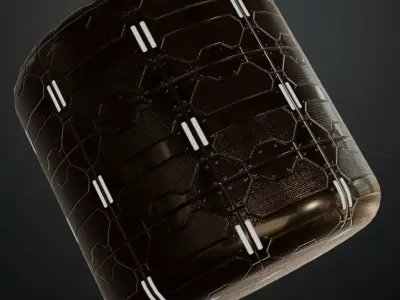 Black Glowing Sci-fi Floor Panel PBR Seamless Texture