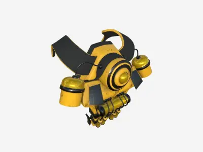 SciFi Backpack B03 Yellow Black - Fashion Character Design Low-poly 3D model