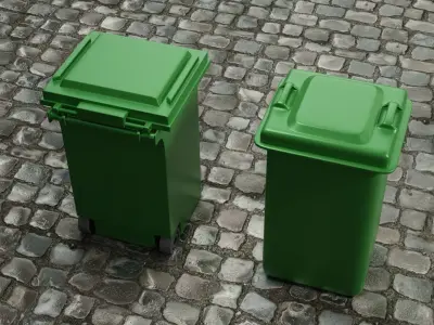 2 trash cans  3D model