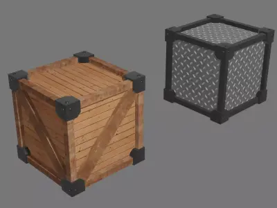 wooden and metal crate 3D model