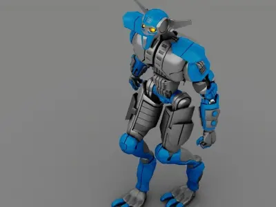 Villain robot rigged - animated character 3D model