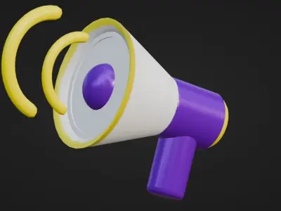 Marketing Icons - Megaphone Low-poly 3D model