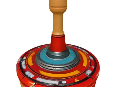 Distressed Retro SciFi Spinning Top Low-poly 3D model