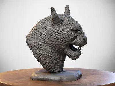 Lion dragon Headphone Stand Cyborg lion dragon Headset Stand 3D print model