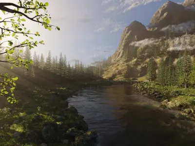 River Mountains Scene 3D model