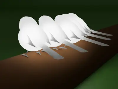 Indirect lighting of a Long-tailed Tit 3D model