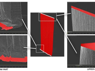 Pack of Touching Floor wind Animated Curtains with 5 wind speed 3D model