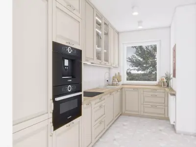 Beige classic kitchen 3D model